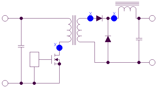 Figure 2 - High dv/dt areas on a forward convertor